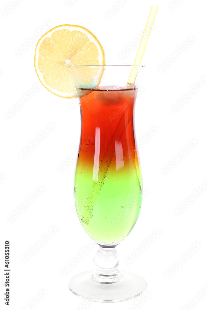 Glass of cocktail isolated on white