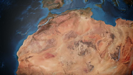 Wall Mural - Animated earth with detailed terrain .N Africa and the M East