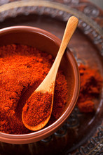 Red Ground Paprika Spice In Bowl