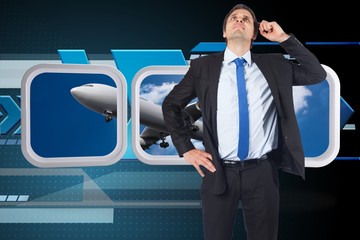 Poster - Composite image of thinking businessman scratching head