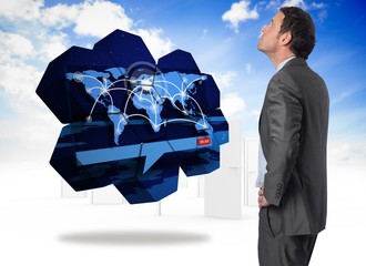 Poster - Composite image of serious businessman with hand on hip