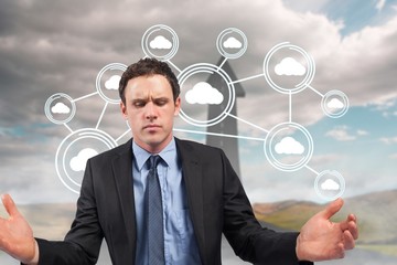 Poster - Composite image of businessman posing with arms out