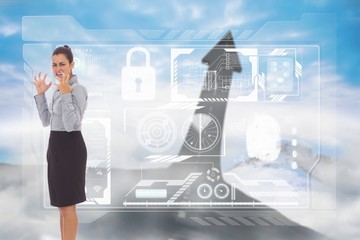 Poster - Composite image of frustrated businesswoman shouting