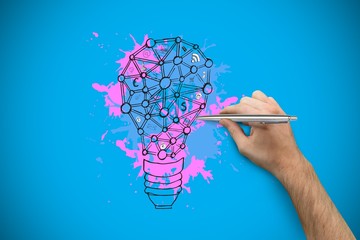 Poster - Composite image of hand holding a silver pen