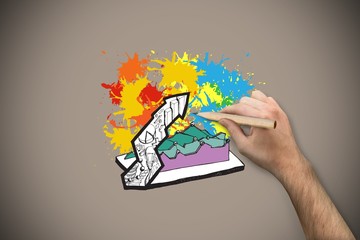 Poster - Composite image of hand holding a pencil