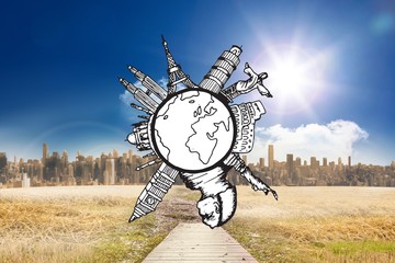 Aufkleber - Composite image of landmarks around the world