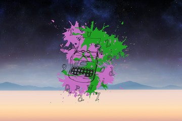 Poster - Composite image of typewriter on paint splashes
