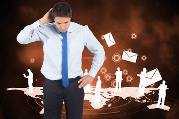 Poster - Composite image of thinking businessman scratching head