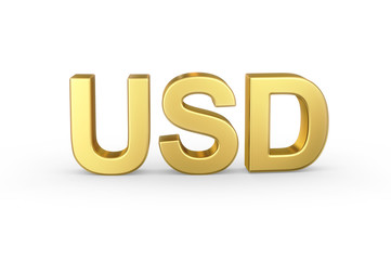 Wall Mural - Golden 3D USD currency shortcut isolated with clipping path