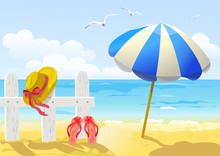 Beach, Sea And Sun Umbrella