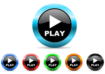 Poster - play icon vector set