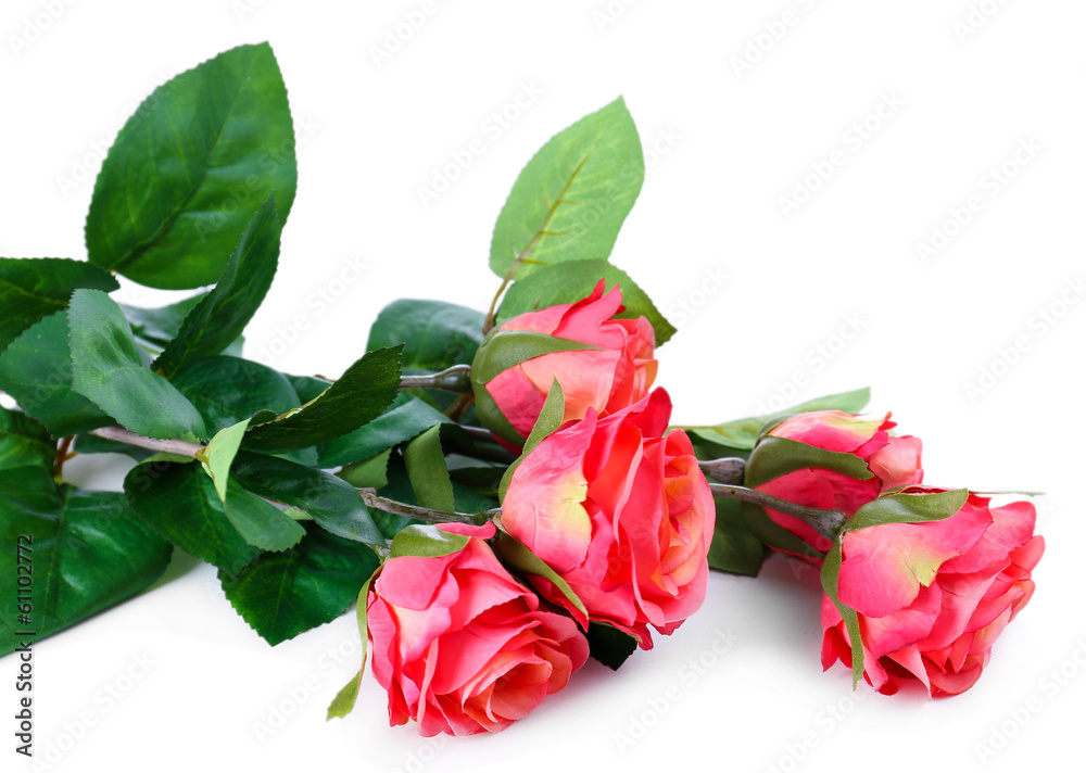 Bouquet of beautiful artificial flowers, isolated on white