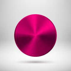 Poster - Magenta Abstract Circle Button with Metal Texture