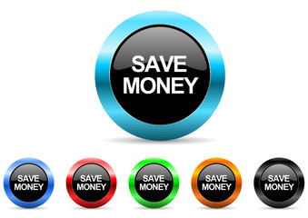 Poster - save money icon vector set