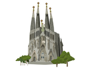 Sagrada Familia church vector illustration