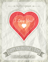 background with  red valentine heart and wishes text,  vector