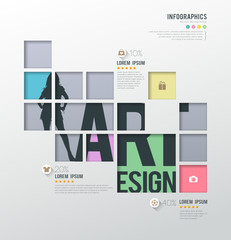 Modern infographics squares template for business shopping