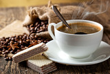 Fototapeta Kuchnia - Black coffee, a cup of beans