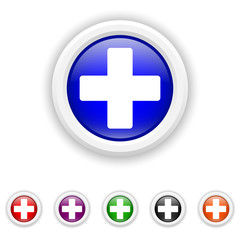 Sticker - Medical cross icon - six colours set vector