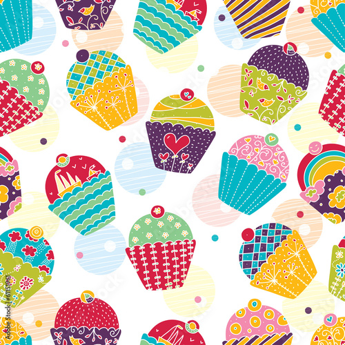 Naklejka dekoracyjna Sweet cake. Seamless pattern. Vector.