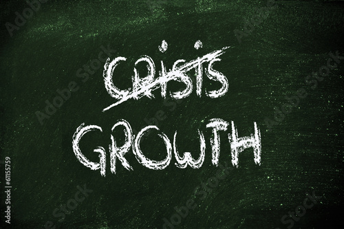 Fotografía the word Crisis deleted and replaced by Growth