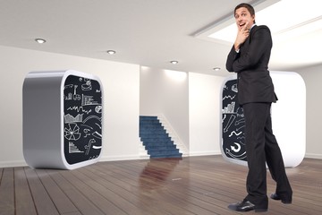 Poster - Composite image of thinking businessman touching chin