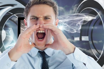 Poster - Composite image of angry businessman shouting