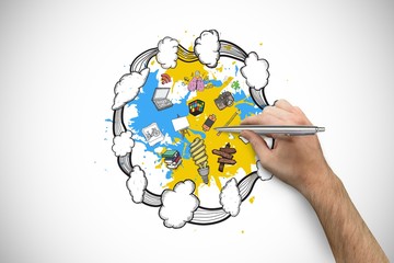 Poster - Composite image of hand holding a silver pen