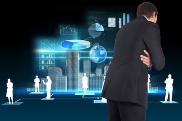 Poster - Composite image of thinking businessman