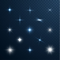 Wall Mural - stars and sparkles collection on transparent background