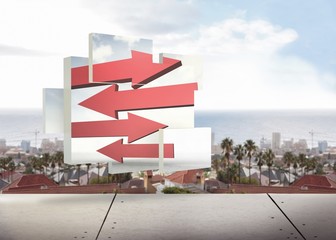 Poster - Composite image of arrows on abstract screen