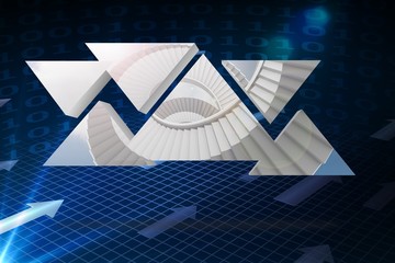 Poster - Composite image of winding staircase on abstract screen