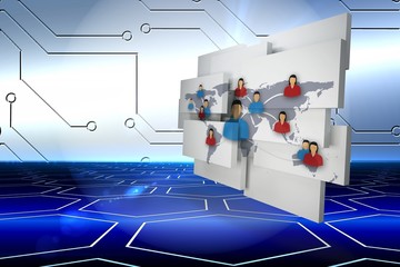 Poster - Composite image of international community on abstract screen