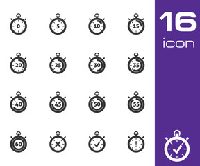 Wall Mural - vector black stopwatch icons set