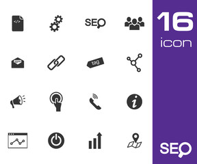 Sticker - Vector black seo icons set