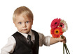 © natalinka29 - Young blond man in with bouquet flowers.