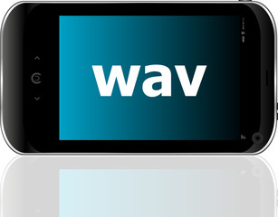 Poster - Web development concept: smartphone with word wav on display