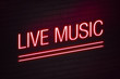 Live music neon sign for club