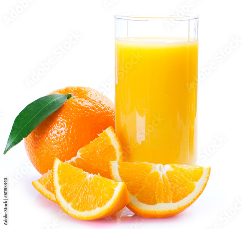 Obraz w ramie Fresh orange with juice