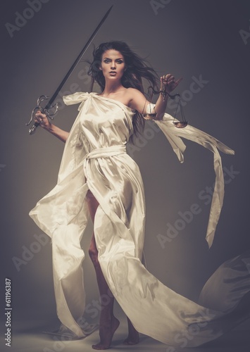Fotografie, Obraz Femida, Goddess of Justice, with scales and sword