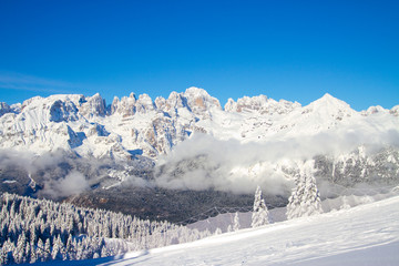 Canvas Print - Dolomites in winter landscape