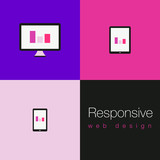 Fototapeta  - Set of flat responsive web icons - Violet