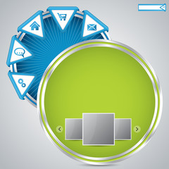 Wall Mural - Website template with metallic rings and arrow buttons