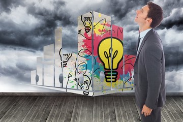 Poster - Composite image of cheerful handsome businessman standing
