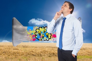 Poster - Composite image of thinking businessman touching his chin