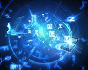 Poster - Composite image of social network background