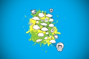 Poster - Composite image of cloud computing concept on paint splashes