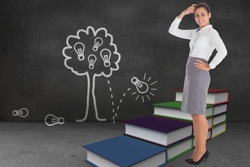 Poster - Composite image of smiling thoughtful businesswoman