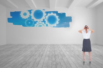 Poster - Composite image of shocked elegant businesswoman looking