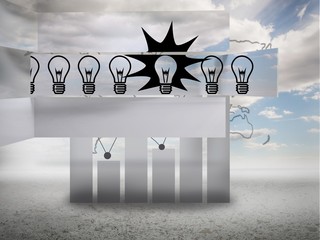 Poster - Composite image of light bulbs on abstract screen